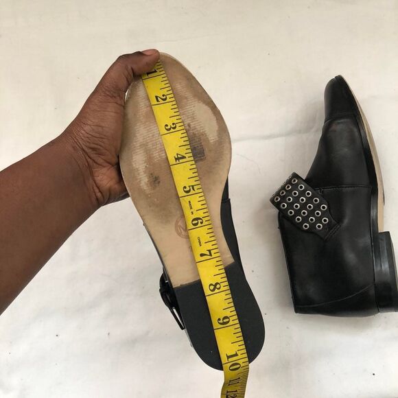 Michael Kors Ankle Boots Booties Black Genuine Leather Almond Toe Buckle Goth - Picture 6 of 8